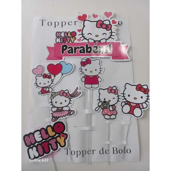 Topo de Bolo Personalizado tema Infantil Hello Kitty