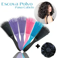 Escova Polvo Desembaraçadora Para Cabelos Cacheado Ondulados e Lisos