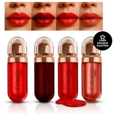 Kit 3 Gloss Labial Brilho Hidratante Make Up Fabella Original