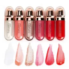 Gloss Labial Super Brilhante 3D Hidratante Maquiagem Febella Cosmético Brilho Glitter Make Boca Lip