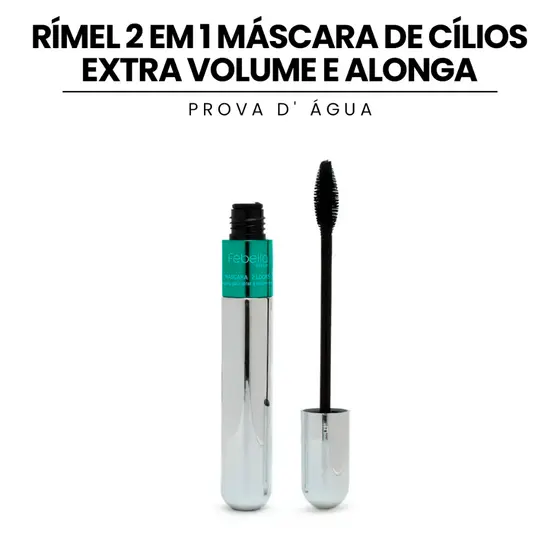 Rímel 2 em 1 Máscara de Cílios Extra Volume e Alonga Prova d' Água