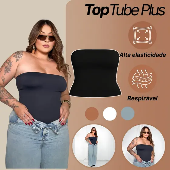 Blusa Plus Size Feminina Tomara Que Caia Top Tube Com Tecido Duplo Ajuste Perfeito G1G2 G3 Uni e KIt