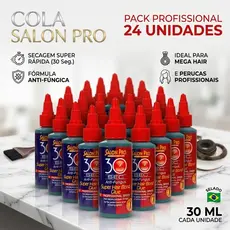 Kit 24x Cola para Cílios Salon Pro 30sec 30ml – Secagem Rápida 10s – À Prova d’Água – Profissional