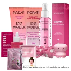 Kit 7 Rosa Mosqueta Skin Care Limpeza Facial Completo