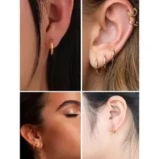 3 Pares Kit Trio de Brincos Argola Fina em Aço Inoxidável – (8mm, 10mm, 12mm) Dourado ou Prata | Elegantes e Duráveis