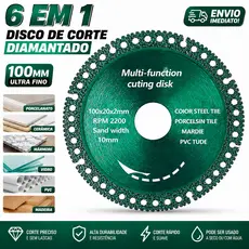 Disco De Corte 6 Em 1 Com Diamante Lâmina De Serra Multifuncional 100mm Ultra Fino Para Azulejo Cerâmico PVC
