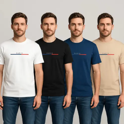 Kit 4 Camisas Masculina Paris Camiseta 100% algodão 30.1 Premium  Blusa Basica Unissex Envio Rapido