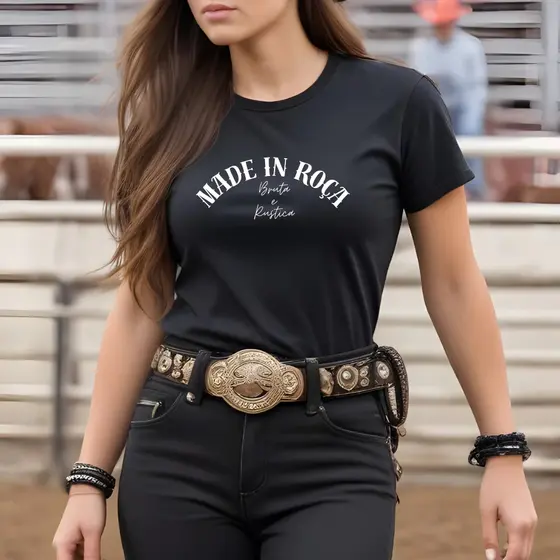 Camiseta Feminina Boiadeira Bruta – Made in Roça, Cowgirl Rodeio | 100% Algodão