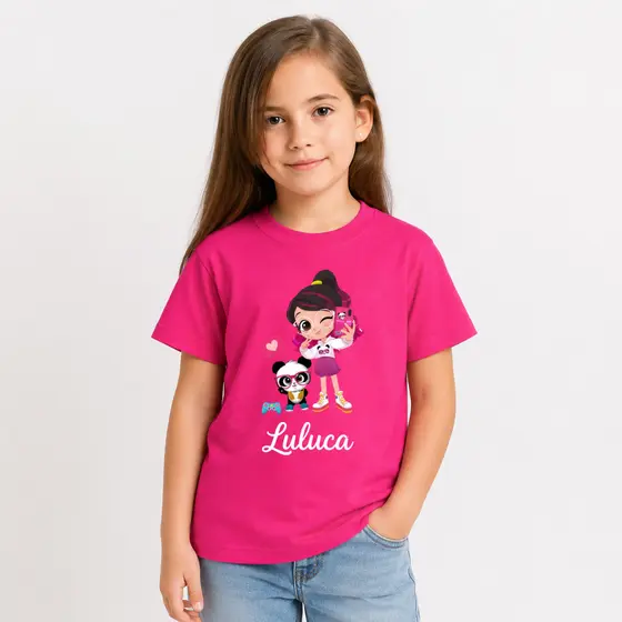 Camiseta Infantil Juvenil Luluca Panda Cartoon Turbo 100% Algodão Blusinha Blusa Branca Entrega Rápida.