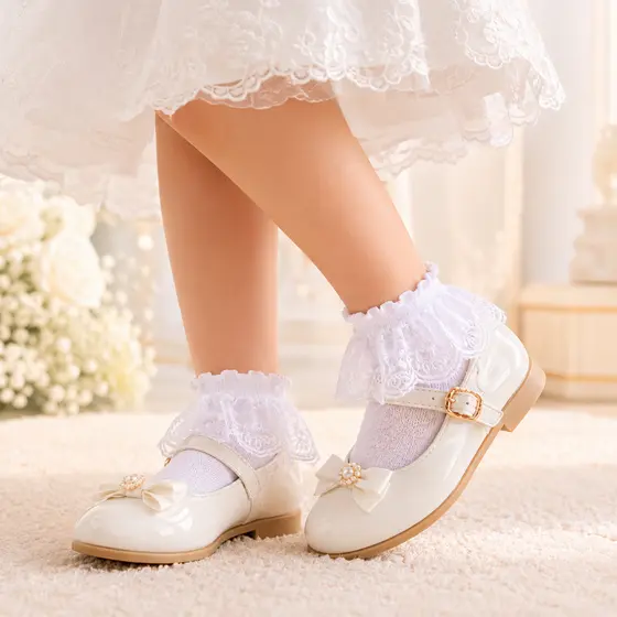 Meia de Renda Menina com Babado - Batizado