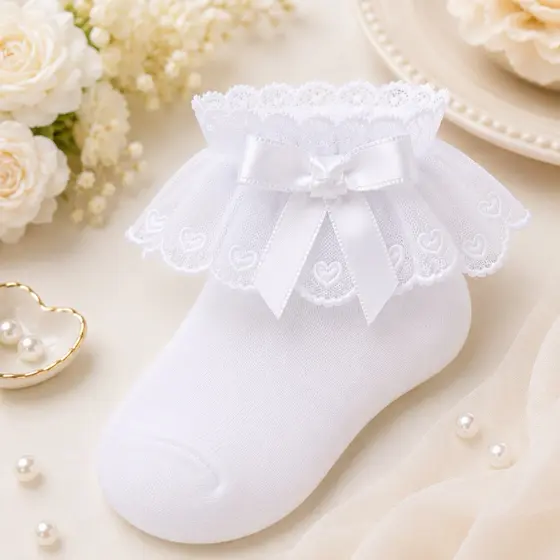 Meia Infantil com Renda e Laço – Delicada, Elegante e Confortável