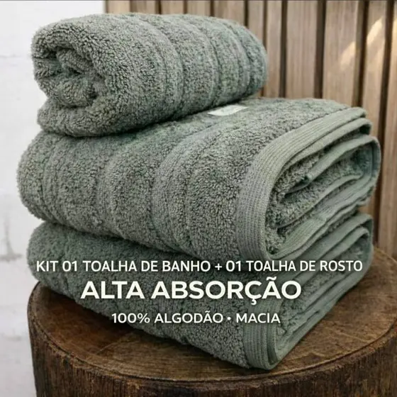 Jogo 2 Toalhas (01 Banho + 01 Rosto) 100% Algodão Grande Super Luxo Macia Alta Absorção Premium