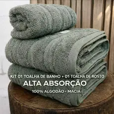 Jogo 2 Toalhas (01 Banho + 01 Rosto) 100% Algodão Grande Super Luxo Macia Alta Absorção Premium
