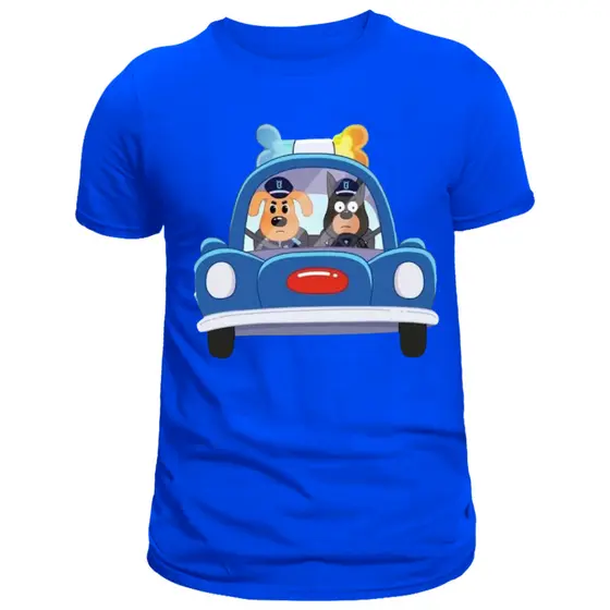Camiseta Camisa Infantil Detetive Labrador Desenho CAMISETA AZUL Unissex 100% Algodão