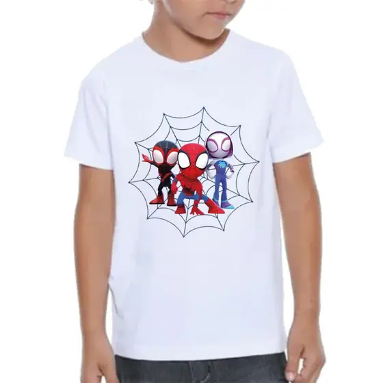 Camiseta camisa blusa Infantil Homem-Aranha ️ | Através do Aranhaverso