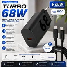 {ORIGINAL} KIT Carregador Super Turbo 125W E 68W CABO + FONTE Duo USB-C Celular Android