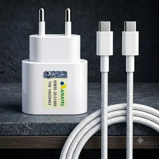 Kit De 1 / 2 / 3 Carregadores Completo Cabo + Fonte Turbo 20W  P/ Iphone 15 16 17 Carregamento Rápido