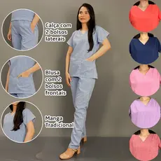 [TECIDO PREMIUM] Pijama Hospitalar Scrub Cirurgico Tradicional Melange  - Para clínicas, hospitais