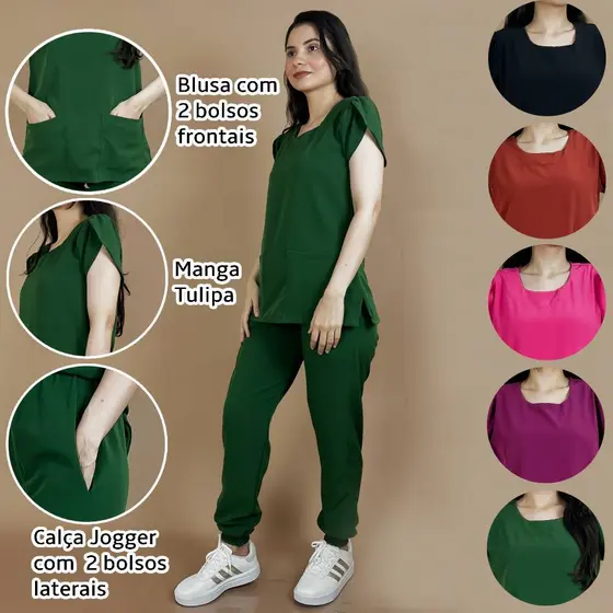 [TECIDO PREMIUM] Pijama Hospitalar Scrub Cirurgico Manga Tulipa  - Ótimo para clínicas, hospitais e mais