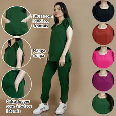 [TECIDO PREMIUM] Pijama Hospitalar Scrub Cirurgico Manga Tulipa  - Ótimo para clínicas, hospitais e mais