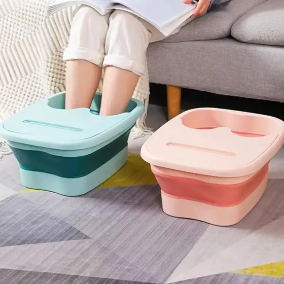 Bacia Para Pé Dobrável Com Tampa Banheira De Imersão Portátil De Silicone