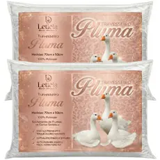 Travesseiro Pluma de Ganso Antialérgico Luxo Toque Macio 70x50cm Antiácaro