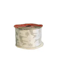 Fita Aramada Decorativa De Natal Branco E Prata 6,3cmx9,14m