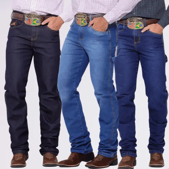 Kit 3 Calças Jeans Masculinas Country Carpinteira Premium Rodeio Com Elastano