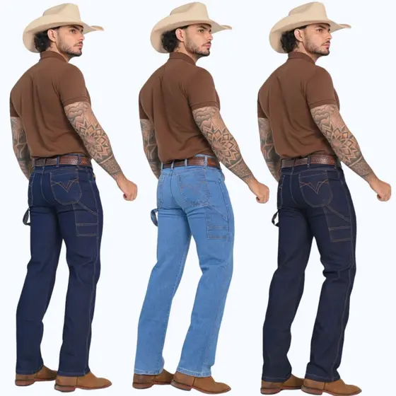 Kit 3 Calças Country Premium Masculina Calça Carpinteira Masculina Alça Lateral Bolso Canivete