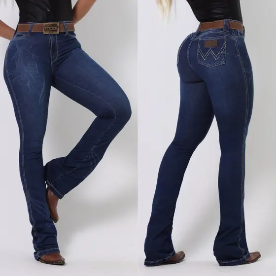 Cal莽a Feminina FLER com Cinto Bordada Texana Rodeio Country Com Lycra Elastano