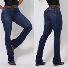 Cal莽a Feminina FLER com Cinto Bordada Texana Rodeio Country Com Lycra Elastano