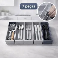 Organizador Multiuso Modular de Talheres para Gavetas Cozinha Maquiagem Ferramentas KIT 7 Peças