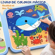 Livro de Colorir Mágico Infantil – Sem Tinta, Reutilizável +1000 Vezes | Brinquedo de Aprendizagem para