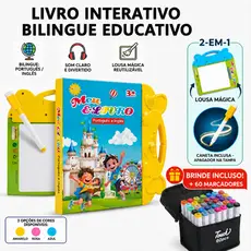 Livro Infantil Bilíngue Português Inglês Livro Interativo com Lousa Mágica Reutilizável+Caneta 2 em 1