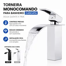 Torneira para Banheiro Monocomando Cascata Misturador Água Quente e Fria