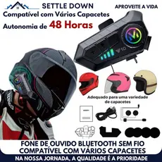 Fone de Ouvido Bluetooth Sem Fio Y10 para Moto - Bluetooth 5.3, Kit Capacete, Intercomunicador e Impermeável