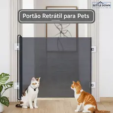 Portão Pet Retrátil Sem Furo Grade Segurança Cães Gatos Enrolável 78x110/130cm