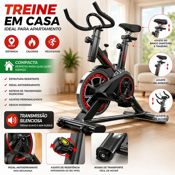 Bicicleta Bike Ergometrica Spinning Academia Fitness Profissional 150kg Aparelhos De Academia Em Casa