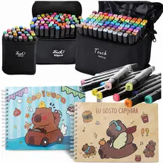 Kit de Pintura Infantil 50 Páginas + Caneta Marcadora 24-80 Cores Colorida