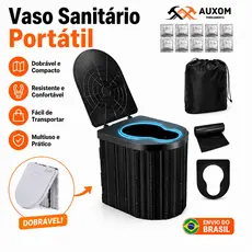 Vaso Sanitário Portátil Dobrável Banheiro Portátil para Camping Carro Viagem Pesca Trilha com Bolsa