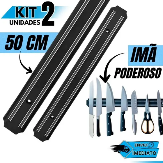 KIT 02 Barra Magnética Imã Para Facas e Ferramentas 50cm Para Casas Churrascaria