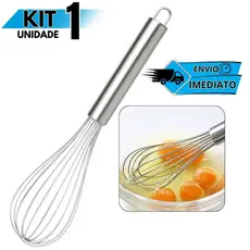 Fouet Inox Batedor de Ovos Manual Utensílio de Cozinha para Massas e Cremes
