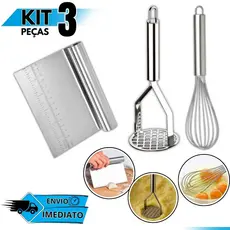 Utensílios Cozinha Inox Fouet Batedor Ovos Espátula Tubular Amassador Legumes
