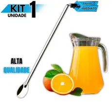 Colher Bailarina Inox para Drinks Coquetel Bar Sucos e Copos Longos