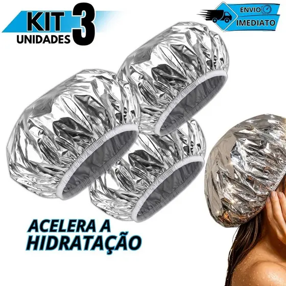Touca Térmica Metalizada Alumínio Hidratação Capilar Tratamento Intensivo Cabelo