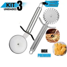 Kit Utensílios de Cozinha Cortador de Pizza e Carretilha de Pastel Inox