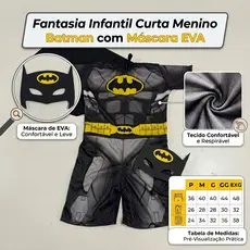 Fantasia Infantil Batman Máscara EVA E Capa Premium