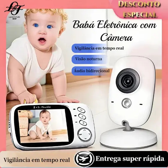 Baba Eletrônica Com Monitor Visão Noturna, Câmera c/ Audio Sensor de Temperatura VB603
