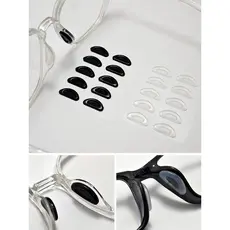 Almofadas nasais de silicone macias e antiderrapantes para óculos de sol com armação totalmente de plástico.