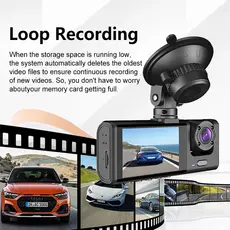 Câmera Dupla 1080P, frontal e interna, gravação em loop, DVR de carro grande angular